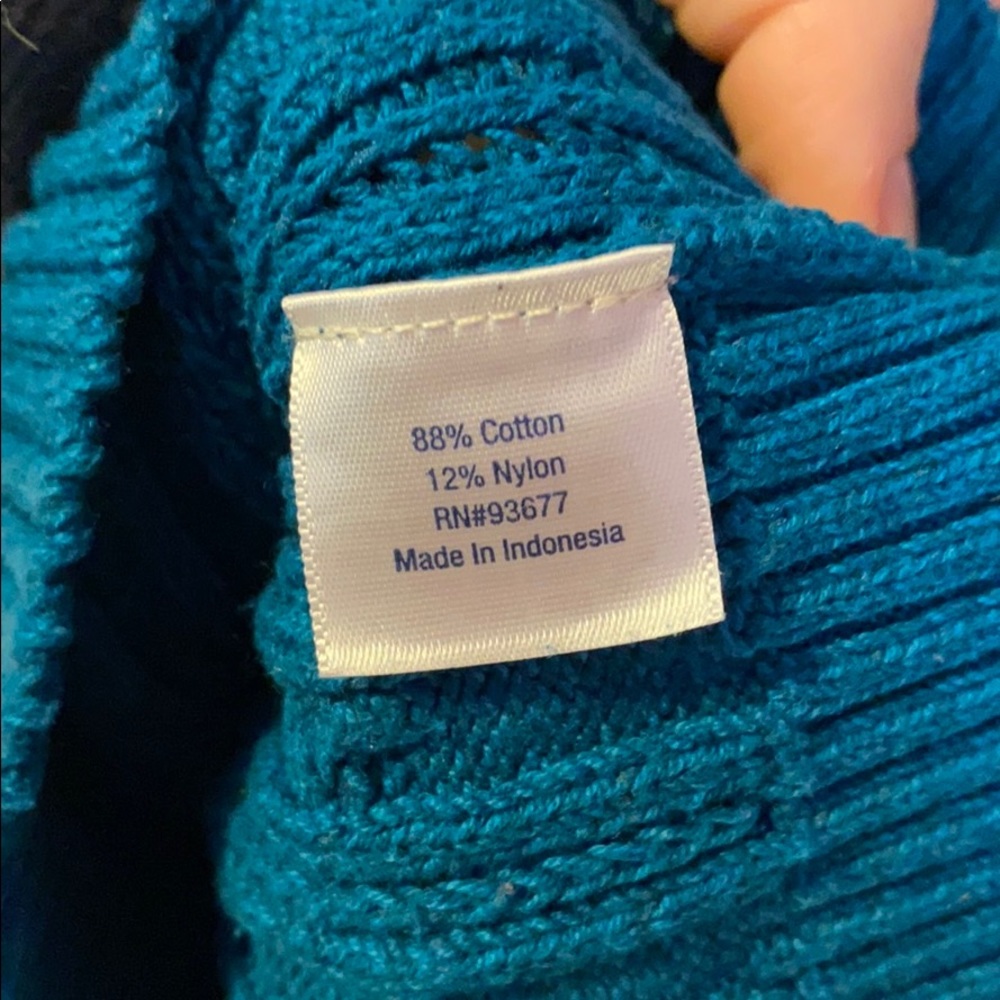 St John’s Bay teal knit sweater - Picture 5 of 6